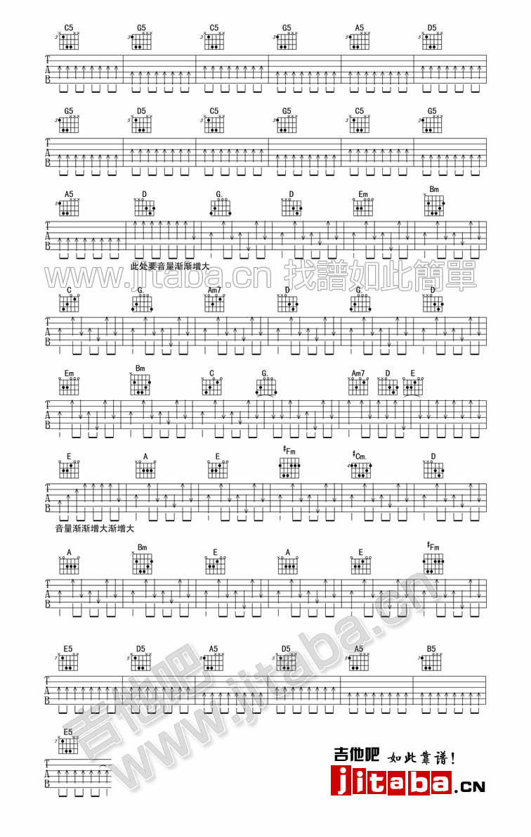 奔跑吉他譜 奔跑羽泉G調(diào)自學(xué)吉他譜