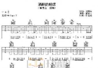 醉酒的蝴蝶吉他譜G調(diào)彈唱