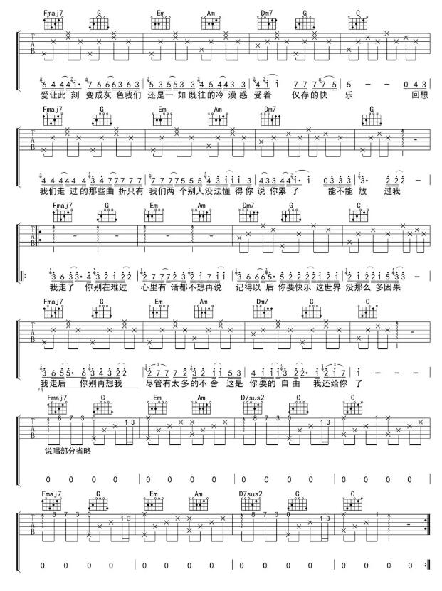 我走后吉他譜c調(diào)簡(jiǎn)單版 小咪