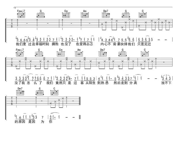 我走后吉他譜c調(diào)簡(jiǎn)單版 小咪