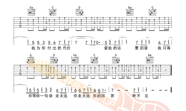 愛丫愛丫吉他譜簡單版教學(xué)譜 BY2