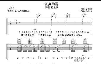 認(rèn)真的雪吉他譜 C調(diào)簡(jiǎn)單版 薛之謙